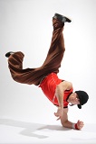hip-hop style dancer posing on isolated background